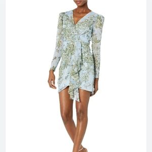 BCBGMAXAZRIA floral drape front mini dress